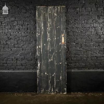 19th C Black Painted V Grove Pine Ledged And Braced Internal Cottage Door • £252