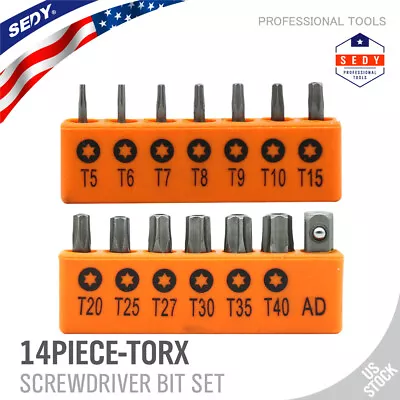 14PC Torx Hex Bit Set Security Tamper Proof Torq Star Resistant S2 Steel T5 -T40 • $5.69