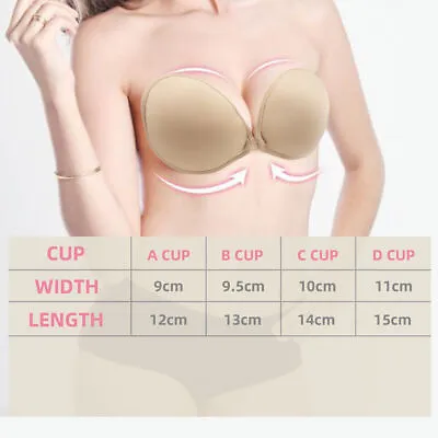 £4.40 • Buy Women Silicone Strapless Push Up Bra Backless Self Adhesive Invisible Stick On
