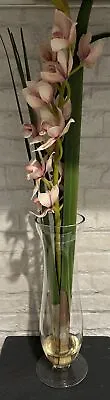 Artificial Flower Bouquet In Glass  Vase Ornament 78 Cms Tall - Pink Orchid • £20