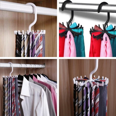 £3.99 • Buy 360° Rotating Tie Belt Scarf Hook Organizer Holder Rack Storage Hanger Portable