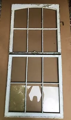 Antique Pair Semi Arch Glass 6 Lite Window Sash's 31x34 Shabby VTG Chic 767-22B • $195