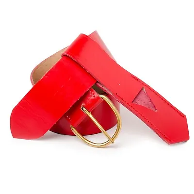 Masonic Regalia KT Quality Leather Red Knight Templar Belt & Frog Knights • $69.97