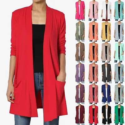$19.99 • Buy TheMogan S~3X Casual 3/4 Sleeve Slouchy Pocket Jersey Knit Open Front Cardigan