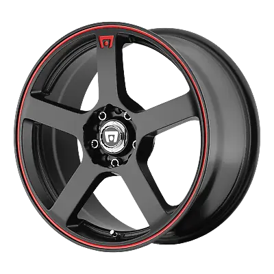 18x8 Motegi MR116 FS5 Matte Black Red Racing Stripe Wheel 5x112/5x4.5 (45mm) • $205.20