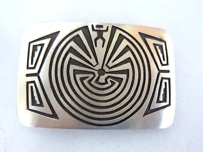 NEW Navajo Stanley Gene Man-in-the-Maze Belt Buckle 925 Sterling Silver 3  X 2  • $379