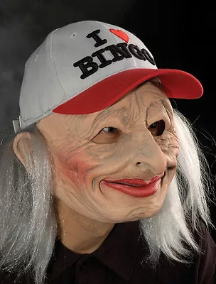 $32.95 • Buy Funny Bingo Grandma Lady Old Woman Female Scary Halloween Costume Mask