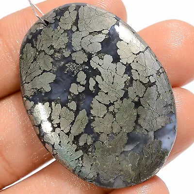 Natural Marcasite Agate Oval Cabochon Drilled Gemstone 65.5 Ct 38X27X4mm A-25119 • £5.43