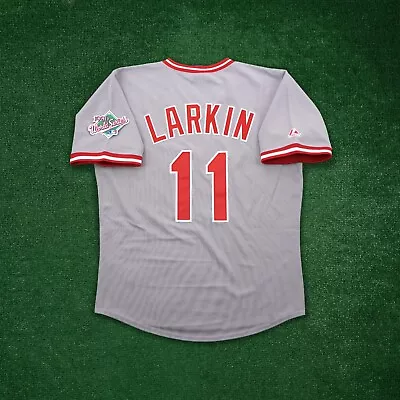 Barry Larkin 1990 Cincinnati Reds World Series Men's Grey Rd Cooperstown Jersey • $139.99