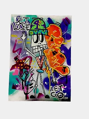 Original Signed Graffiti Pop Art  Rare Painting Pino A3 Card Mr Brainwash Pino • £80