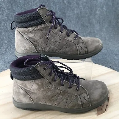 Duluth Trading Co Boots Womens 9 Work Beige Leather Steel Creek Lace Up Comfort • $25.99