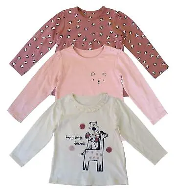 Baby Girls Tops Long Sleeve Autumn Winter Multipack 3 Pack Casual Animals TShirt • £7.64