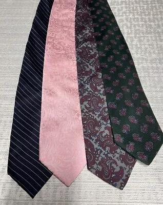 Lot Of 4 Vintage Designer Neckties: Skinny Men’s Dress Slim Ties • $14.95