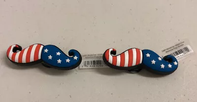Lot Of 2 American Flag Stache Jibbitz Croc Clogs Charms 2019 Genuine New!! • $14.99