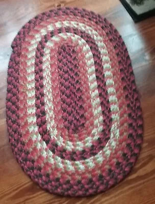 Vintage Oval Braided Rug    20  X 32   (Reds)  • $14.85