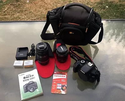 Canon EOS 550D SLR Camera + 18-55mm & 55-250mm Lens + Camera Bag + 32 GB M. Card • $390