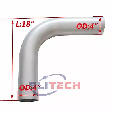 4  Inch OD/OD 90 Degree Aluminized Exhaust Elbow Pipe 18  Inch Arms Truck Tube • $49.90