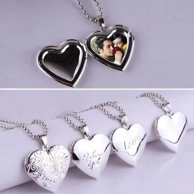 Heart Love Locket Photo Memory Floating 925 Silver Pendant Necklace Women Men • $3.28