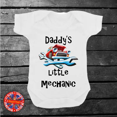 Daddy's Little Mechanic Babygrow Boys Girls Gift Cars Present Tools Vest • £8.99