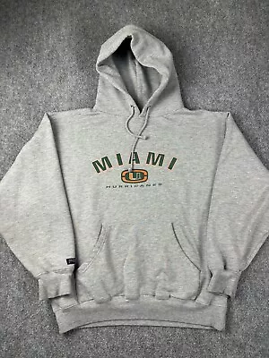 Vintage Jansport Sweatshirt Size Medium Gray Hoodie Pullover Miami Hurricanes  • $29.01