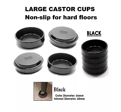 £3.99 • Buy RUBBER CASTOR CUPS ANTI SLIP Carpet Floor Protector Sofa Chair Wheels Stops