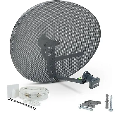 £45.99 • Buy 80cm Zone 2 Satellite Dish & Quad Lnb + 5m Twin White  Kit For Freesat / Sky HD