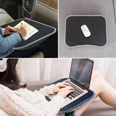 Portable Lap Desk Laptop Tray With Pillow Cushion Mouse Pad Phone Tablet Slot • £20.10