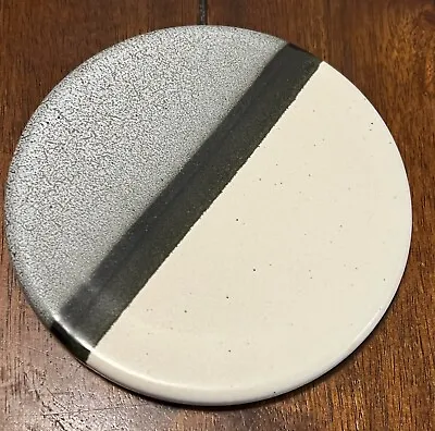 Coasters Set Of 4 - Gray & White Stoneware - Mid Century Modern - Heavy Duty • $23