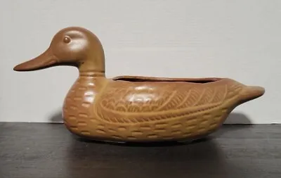 Vintage Brush McCoy Duck Mallard Planter USA Brown Pottery Wedge Footed • $20.99