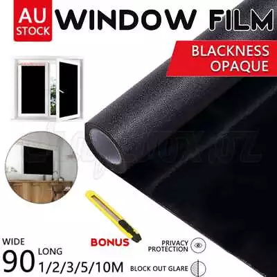 Total Blackout Privacy Glass Window Film Block Out 100% Light Black Tint Tinting • $7.95