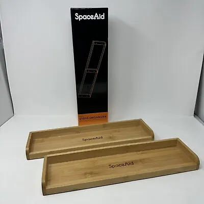 Space Aid 2 Bamboo Stove Organizer Shelf Holder Magnetic Bottom Tan Spice Rack • $15.92