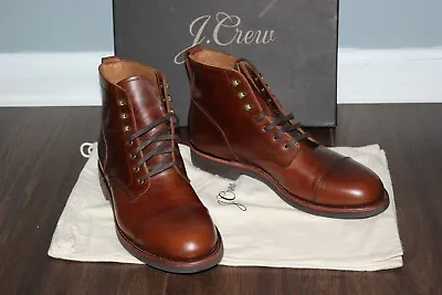 J.CREW $248 Kenton Leather Cap Toe Boots 9 Burnished Tobacco  F4446 Shoes  Brown • $169.99