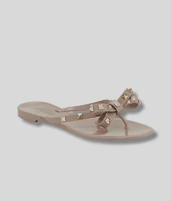 $425 Valentino Garavani Women Beige Jelly Slide Thong Slip Sandals EU 41/US 11 • £114.86