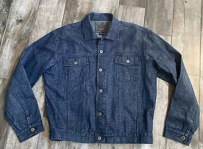 VTG GUESS Georges Marciano Mens Size L Denim Jean Trucker Jacket Snakeskin 90's • $65.03