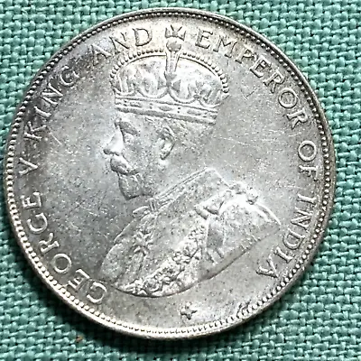 Lustrous 1921 Straits Settlements 50 Cents Half Silver Dollar Coin • $50