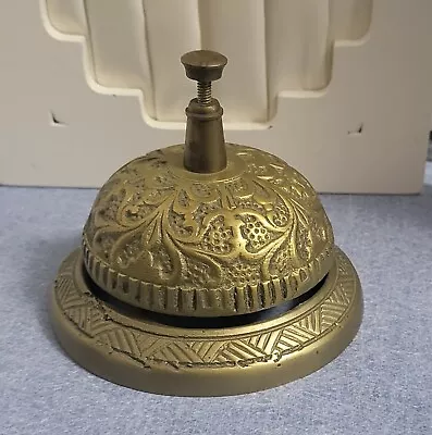 Justén - Solid Brass Metal Hotel Table Counter Desk Service Bell 3? Vintage • $25