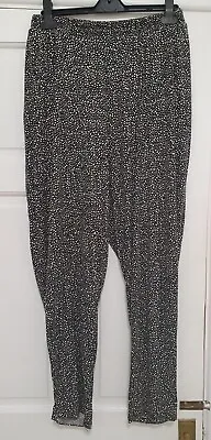 H & M 2XL Size 20 / 22 Black White Hareem Style Tapered Pull On Cropped Trousers • £4.99