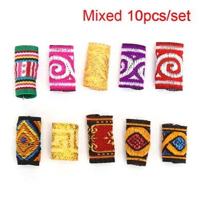 10x/Lot Colorful Mix Fabric Hair Braid  Dreadlock Beads Rings Tube Jewelry NY-OR • $1.79