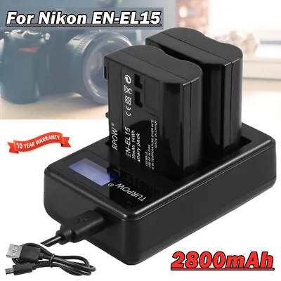 2X EN-EL15 EN-EL15C Battery + LCD Dual Charger For Nikon D7000 D7500 D800E 1 V1 • $36.99