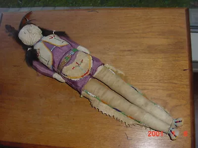 $495 • Buy Large Old Blackfoot Indian Beaded Hide Doll 18 Inches