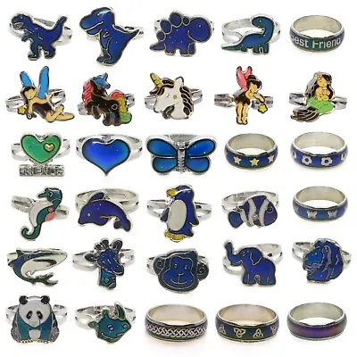 Kids Mood Rings Girls Colour Changing Ring Jewellery Unicorn Animals • £4.20