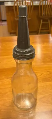Vintage 1 Quart Glass Oil Bottle With  The Master MFG  Spout & Cap • $30