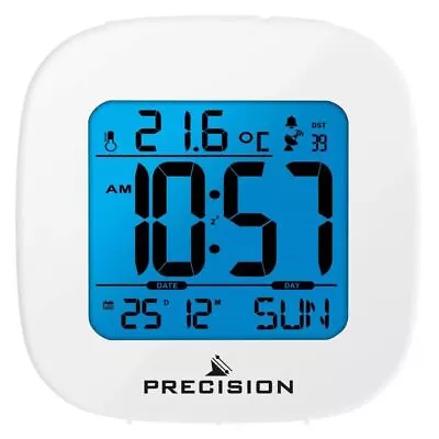 Precision Radio Controlled LCD Alarm Clock In White AP058 • £18.94