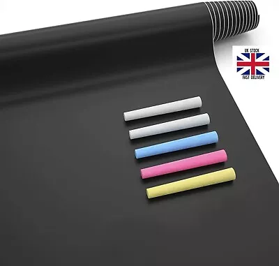 Self Adhesive Blackboard Vinyl With 5 Chalks - 2 White 1 Red 1 Yellow 1 Blue • £9.99