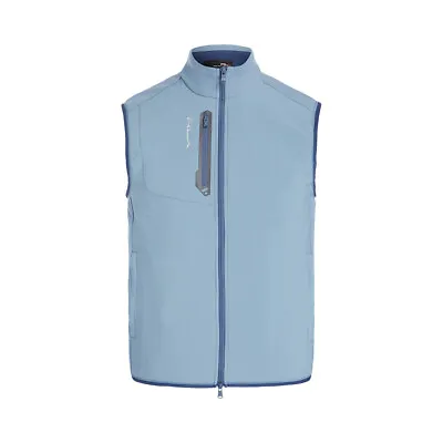 RLX Ralph Lauren Solid Full Zip Techy Terry Vest Channel Blue/Light Navy • $75