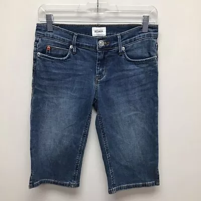 Hudson Womens Viceroy Knee Jean Shorts Blue 5 Pocket Whiskered Low Rise 25 New • $31.02