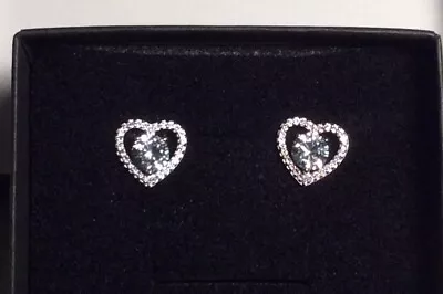 Sterling Silver ZALES  Heart-Shaped  EARRINGS Lab Created White Sapphire ~ NEW • $29.99