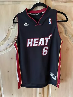 Miami Heat #6 LeBron James Adidas Child L Basketball Jersey NBA Black Red • $40