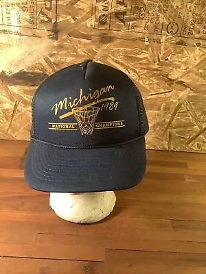 Vintage Michigan 1989 National Champions Basketball Hat Trucker ￼￼￼INV-AA25 • $15.95
