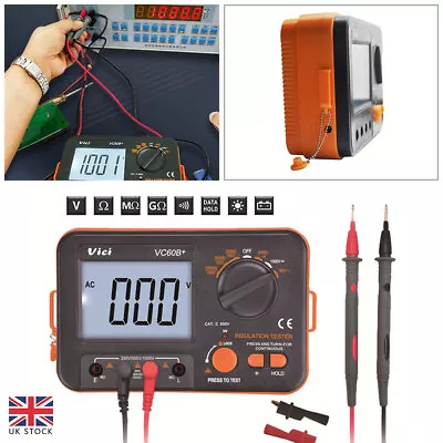 VC60B+ Digital Insulation Resistance Tester Display Date Hold Megger Detector UK • £32.68